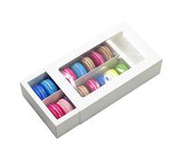 afdg Macaron Boxes, 12 Pieces Biscuit Box with Window, Empty Macaroon Boxes, Pastry Packaging Box for Biscuits, Candies, Small Breads, Donuts (Large White)