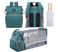 AFDLLDQM Diaper Bag Backpack, Multifunctional Baby Diaper Bag, Green, M, Baby Diaper Bag