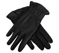 AFE Genuine Leather Gloves Ladies Horse Riding Gloves Leather Equestrian Black Brown (Black, Medium)