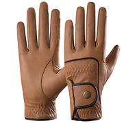 AFE Genuine Leather Horse Riding Gloves Ladies Dublin Track Gloves Leather Equestrian (Brown, Large)