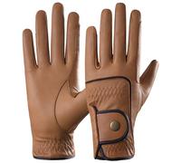 AFE Genuine Leather Horse Riding Gloves Ladies Dublin Track Gloves Leather Equestrian (Brown, Small)