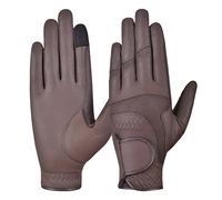 AFE Ladies Horse Riding Equestrian Sereno Leather Gloves breathable Brown (Large)