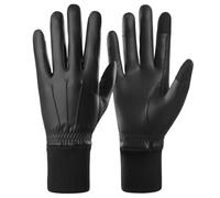 AFE Ladies Horse Riding Gloves Synthetic Leather Equestrian Black Stretch Fabric Thermal Thinsulate Lined Winter Ladies Gloves (Black, Medium)