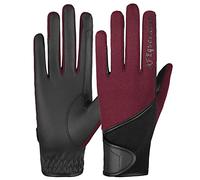 AFE Ladies Horse Riding Gloves Track Fabric Gloves Synthetic Leather Equestrian Black Stretch Fabric Pink Purple Lilac (Burgundy Finger Print, Large)