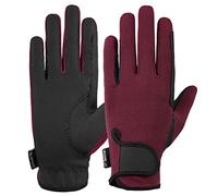 AFE Ladies Horse Riding Gloves Track Fabric Gloves Synthetic Leather Equestrian Black Stretch Fabric Pink Purple Lilac Grey Burgundy (Large)