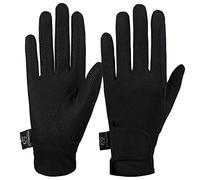 AFE Ladies Horse Riding Gloves Track Fabric Gloves Synthetic Leather Equestrian Black Stretch Fabric Pink Purple Lilac (Black, Large)