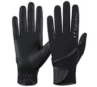 AFE Ladies Horse Riding Gloves Track Fabric Gloves Synthetic Leather Equestrian Black Stretch Fabric Pink Purple Lilac (Black Finger Print, Small)