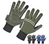 AFE Waterproof Winter Gloves Women Unisex - Thermal Windproof Touchscreen Cycling Gloves with Anti-Slip Grip - Warm Outdoor Sports Gloves for Running, Hiking, Biking, Horse Riding (Green, Large)