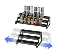 Afeeler 3 Tier Spice Rack for Inside Cupboard, Expandable Spice Organiser, Seasoning Shelf Organizer, Spice Jars Rack for Kitchen, Cabinet, Countertop, Pantry, Bathroom