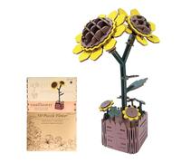 Afeeler 3D Puzzle Wooden Flower, DIY Bloom Craft Model Kits, Wooden Sunflower Puzzle for Adult, Eternal Flower GIft Set for Mom Birthday Valentine