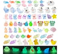 Afeeler 70PCS Mini Glow Resin Animals, 70 Styles Tiny Resin Animals Little Plastic Animal Figures Glow in the Dark Micro Landscape Fairy Garden Dollhouse Decor