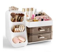 Afeeler Make Up Organiser for Dressing Table, Skincare Organiser with Drawers for Vanity, Cosmetics Storage Box with Brush Holder for Bedroom Bathroom Perfume Jewellery