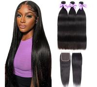 Afeier Quality: 12A Straight Human Hair Bundles Double Weft, Full and Thick, Minimal Tangle and Shedding, Can Be Curled, Bleached and Styled as You Like