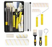 Afenau 14 PCS Paint Rollers and Trays Sets, 4"+9" Paint Roller Set with Extension Pole and 5 Roller Sleeve, Rollers for Painting, Paint Tray and Roller Set, Long Paint Roller Decorating for DIY Paint