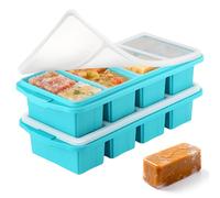 Afenau 2 Pack Soup Freezer Containers, 4-Compartment Soup Containers for Freezing, Silicone Freezer Moulds with Lid, Super Cubes Freezer Tray for Soups & Meal Prep, Green
