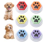 Afenau Buzzer with Recording Function, Pack of 6 Coloured Buzzers with Sound, Dog Button for Discussion, Dog Training Talking Buttons Starter Set for Communication Training & Puppy Supplies