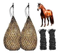 Afenau Hay Net for Horses, Pack of 2 Hay Nets Tight Mesh 5 kg, 5 x 5 cm Hay Bag Horse, Portable Hay Net, Large, Improves Digestion Hay Bag for Horses, Sheep, Cattle (Black)