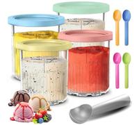 Afenau Ice Cream Containers with Lids Spoon, 4 Pack 24oz Creami Deluxe Tubs for Ninja Ice Cream Maker NC500 NC501 Series