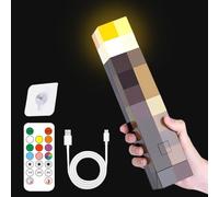Afenau Lamp Torch Wall Lamp 28cm, 8 Colours Wall Torch Night Light with Sound and Timer Remote, 3D Craft Torch LAMP Rechargeable with 3 Gear Dimmable for Boys and Girls[Energy Class A++]