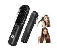Afenau Portable Cordless Hair Straightener Brush, Mini Hot Comb, Negative Ion Straightener for Girls & Women DIY Hairstyling