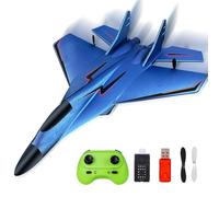 Afenau RC Airplane, 2.4GHz Remote Control Airplane, RC Glider, Fighter Jet, airplane Toy Easy to Fly, Glider Planes for Kids Beginners Boys Girls - Blue