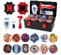 Afenau Set of 12 Battle Spinning Tops, Case with 3 Two-Way Transmitters, Burst Turbo Starter Set, 4D Battle Spinning Top for 6, 7, 8, 9, 10, 11 and 12 Years Old