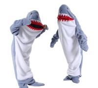 Afenau Shark Blanket Adults Kids, Shark Onesie with Buckle, Soft Cozy Shark Costume, Wearable Shark Sleeping Bag, Halloween Christmas Cosplay Costumes, for Friends Family