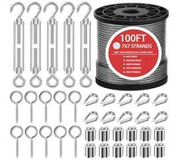 AFences 2MM x 30M 304 Stainless Steel Garden Wire for Climbing Plants with M5 Turnbuckle Tensioner - Trellis & Fence Wire Kit