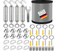 AFences 30M Premium Stainless Steel Garden Wire Kit - Heavy Duty Climbing Plant Support, Trellis Wire & Hanging Lights Cable with M5 Turnbuckle Tensioner & Vine Eyes