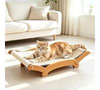AFENGAU Extra Large Sisal Cat Scratcher Bed, 2-in-1 Lounger and Scratching Pad with Hammock, Solid Wood Frame, Heavy Duty for Big or Multiple Indoor Cats
