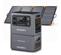 AFERIY 4096Wh Portable Power Station,with 1 Extra Battery and 400W Aluminium Frame Solar Panel,3000W Expandable Capacity LiFePO4 Battery Backup,220V-240V Solar Generator for Home,Outdoor Camping,RV