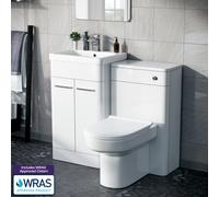 Afern 500mm Vanity Basin Unit, WC Unit & Chem Back To Wall Toilet White