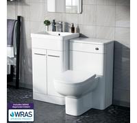 Afern 500mm Vanity Basin Unit, WC Unit & Debra Rimless Back To Wall Toilet White