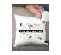 Afewhometruths 21st Birthday Fun Facts Cushion Gift in Off-White | Size: 40 cm x 40 cm Afewhometruths Off-White 40 cm x 40 cm