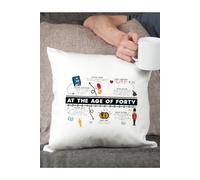 Afewhometruths 40th Birthday Fun Facts Cushion Gift in Off-White | Size: 40 cm x 40 cm Afewhometruths Off-White 40 cm x 40 cm