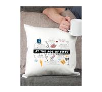 Afewhometruths 50th Birthday Fun Facts Cushion Gift in Off-White | Size: 40 cm x 40 cm Afewhometruths Off-White 40 cm x 40 cm
