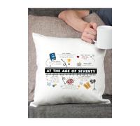 Afewhometruths 70th Birthday Fun Facts Cushion Gift in Off-White | Size: 40 cm x 40 cm Afewhometruths Off-White 40 cm x 40 cm