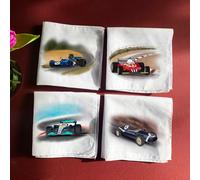 Afewhometruths Men's Personalised Set Of Four Handkerchiefs With F1 Racing Car Illustrations in White Afewhometruths White