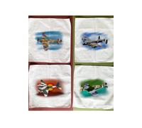 Afewhometruths Men's Set Of Four Handkerchiefs With British WW II Planes in White Afewhometruths White