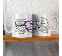 Afewhometruths Personalised 18th Birthday Mug - 2008 Memories & Name Customisation in Purple Afewhometruths Purple
