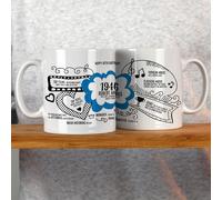 Afewhometruths Personalised Fun Facts born in 1946 80th Birthday Mug in Blue Afewhometruths Blue