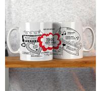 Afewhometruths Personalised Fun Facts born in 1946 80th Birthday Mug in Red Afewhometruths Red