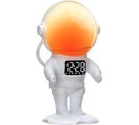 AFEXOA Astronaut Sunrise Alarm Clock for Kids, White Noise Sound Machine with 30 Soothing Sounds, 22 Dimmable Nightlights, Bluetooth Speaker, Dual Alarms, Wake Up Light for Bedroom, Adults(White)