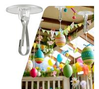 AFFAVON 100Pack Self Adhesive Ceiling Hooks for Hanging, 2cm Small Clear Hooks Sticky Damage-Free, Removable Wall Hanger for Festival Birthday Party Christmas Halloween Decorations