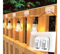 AFFAVON 25pack Outdoor Lights Hooks with Adhesive Strips - Waterproof, UV-Resistant, No-Damage, Tool-Free Installation Clips for Christmas, Patio,Garden Balcony Decor,Cable Holders for Hanging