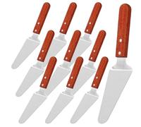 Affbei 10 Pack Wooden Handle Stainless Steel Triangular Pizza Pie Server Spatula