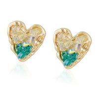 Affection Symbol Crystal Accent Thin Ear Posts Permanent Plan Suitable Everyone Day Wear Student Earrings
