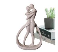 Affectionate Couple Art Resin Statues - Couple Hugging And Kiss Statue, Romantic Sculpture For Valentine's Christmas Day For Women Men, Abstract And Creative - Sandstone Color