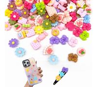 AffeGifts 100 Pcs Slime Resin Charms 3D Cute Flatback DIY Resin Charm Set Kawaii Mixed Supplies for Craft Making Junk Phone Case Hair Clip Photo Frame