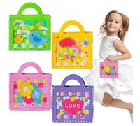 AffeGifts Felt Sewing Kits for Children, 4 Pack Handbag Kids Sewing Kit Childrens Sewing Kits for Beginners Fun DIY Educational Sewing Craft Gifts for Girls (Flower)